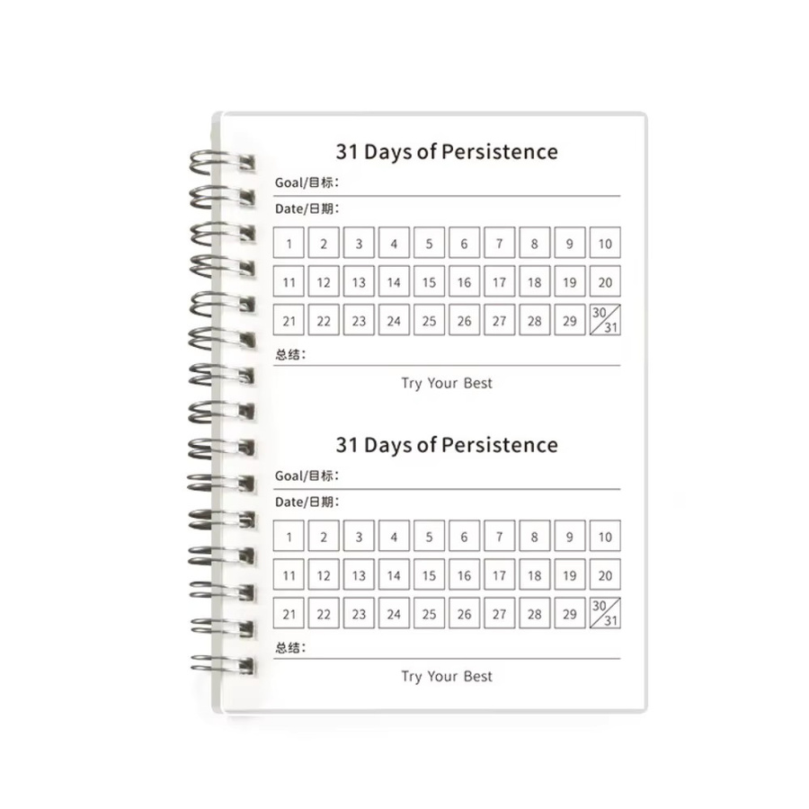 A6 Selbstdisziplin-Check-in Notizbuch für Studenten mit 31-Tage-Planer und Zeitplaner, weiß, Spiralbindung, Softcover - Bild 3
