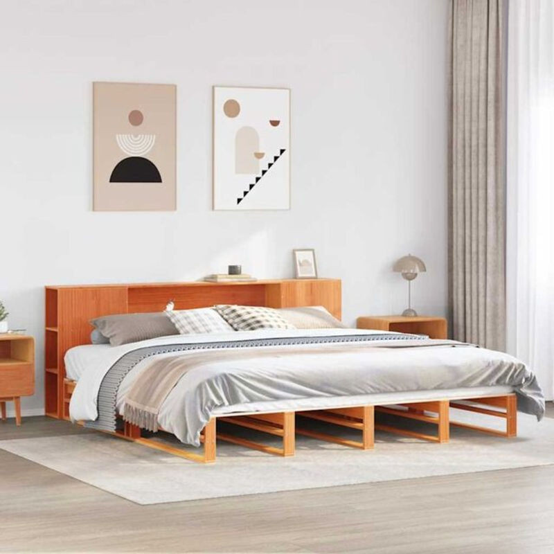 Massivholzbett aus Kiefer von Vidaxl in Braun im Landhausstil ohne Matratze B/T/H: 200 x 200 x 82 cm - Bild 1