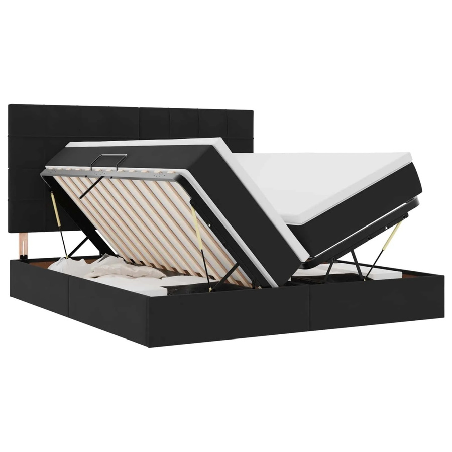 vidaXL Aufbewahrungsbett aus Samt und Metall in Schwarz mit Matratze B/T/H: 180 x 200 x 28 cm - Bild 2