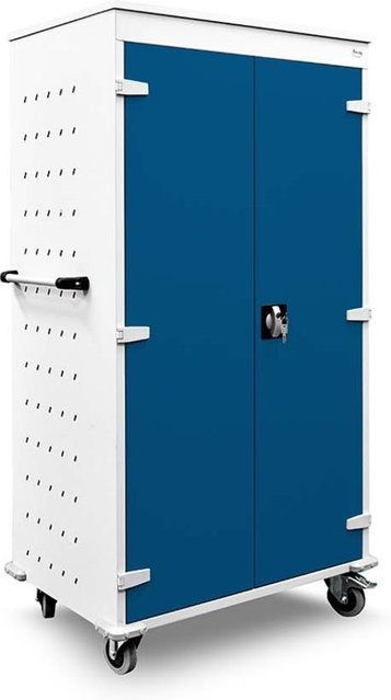 rotstahl Laptopwagen mit 26 Fächern, Korpus lichtgrau und Türen dunkelblau, B: 92 cm, H: 154 cm - Bild 1