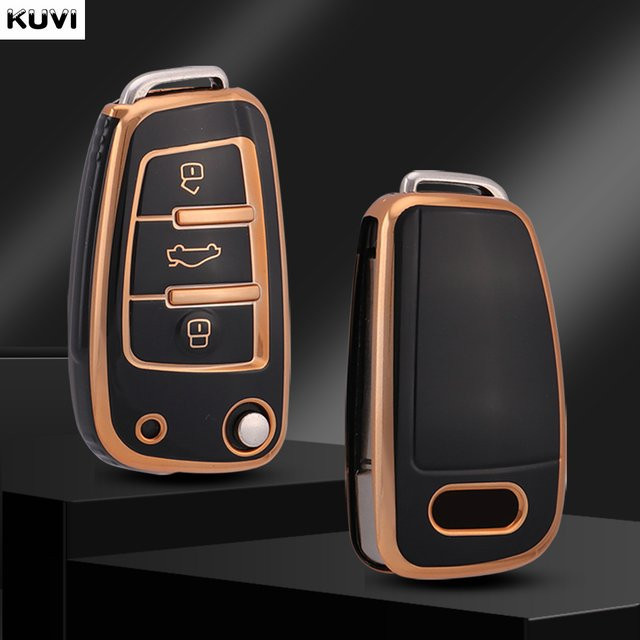 Kuvi TPU Auto Flip Schlüsselhülle für Audi A1 A3 A4 A5 A6 A7 A8 Q3 Q5 Q7 Q8 TT S3 S4 S6 RS Zubehör - Bild 1