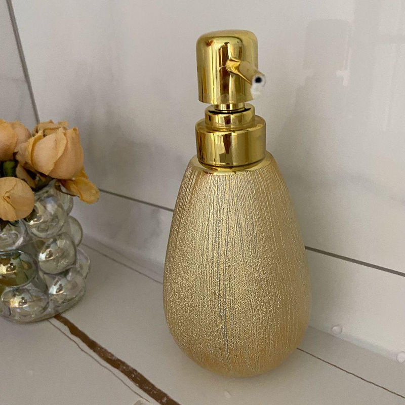 Wucifang Jewelry Keramik-Pumpspender in Gold, 400ml leerer Kosmetikbehälter für Duschgel oder Handdesinfektionsmittel - Bild 2