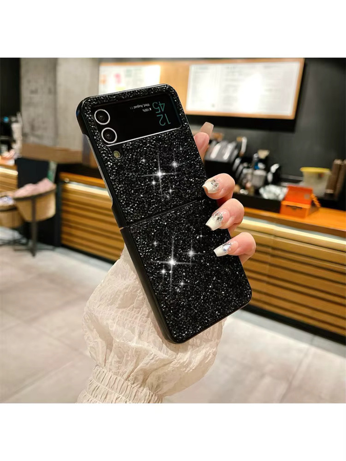 Luxuriöse Glitzer-Pailletten-Handyhülle für Samsung Galaxy Z Flip und Z Fold in Schwarz - Bild 4