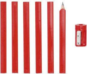 BGS Zimmermannsbleistifte 7-teiliges Set in Rot mit Spitzer, Länge: 17,5 cm - Bild 1