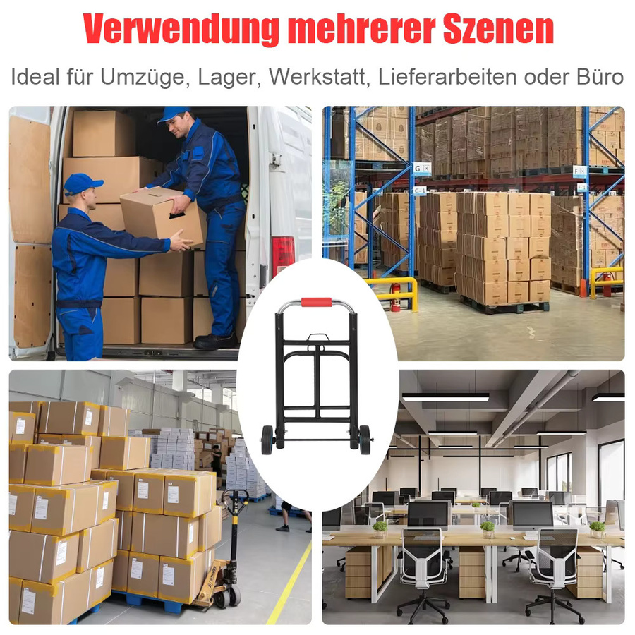 Klappbarer Handwagen LONENESSL als ausziehbarer Handkarren und Einkaufstrolley mit Bündelseilen in Schwarz - Bild 4