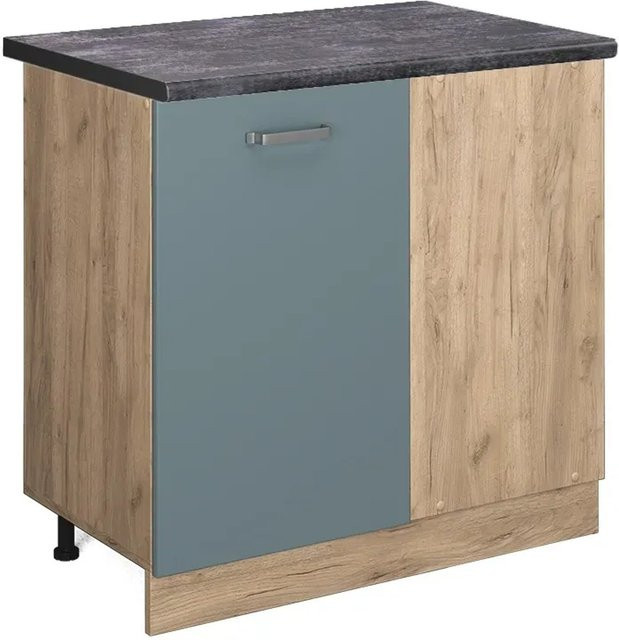 Vicco R-Line Eckunterschrank für die Küche in Blau-Grau/Goldkraft Eiche und Anthrazit, Höhe: 86 cm, Breite: 60 cm, Tiefe: 81,6 cm - Bild 1