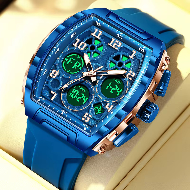 FOXBOX Chronograph, Digitaluhr, Silikon, Schwarz, Herren - Bild 6