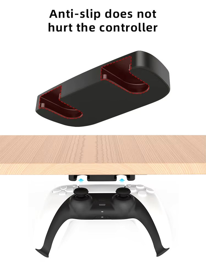 Data Frog Game Controller Aufhänger Halterung für PS4 und PS5 in Schwarz zur Untertisch-Montierung mit Klebestreifen - Bild 5