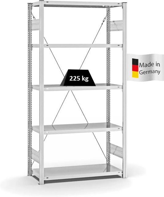 PROREGAL Fachbodenregal Stecksystem T-Profil Medium-Duty Grundregal, 5 Ebenen, Lichtgrau, H x B x T: 200 x 100 x 40 cm - Bild 1