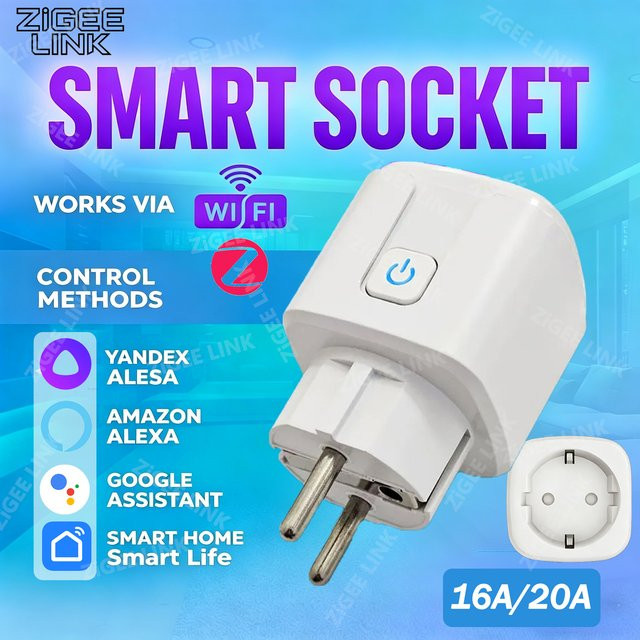 Shine-tale Intelligenter EU-Stecker mit WLAN oder Zigbee3.0 in Weiß mit Energieüberwachung und Timer-Funktion für Tuya, Alexa, Google Home und Smart Life - Bild 1