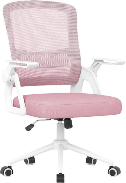 Rattantree Drehbarer Computerstuhl mit Netzrücken und Klapparmlehnen in Pink, B/T/H: 60 x 60 x 60 cm - Bild 1