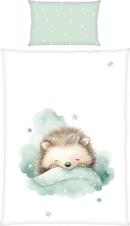 Baby Best Renforcé Wende-Bettwäsche Igel aus Baumwolle, Weiss, Kopfkissenbezug B/H: 40 x 60 cm, Bettdeckenbezug B x H: 100 x 135 cm, Made in Green