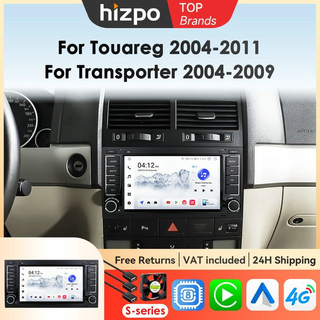 Hizpo 7 Zoll Touchscreen Car Radio für Volkswagen VW Touareg und Multivan T5 mit Carplay in Schwarz - Bild 1