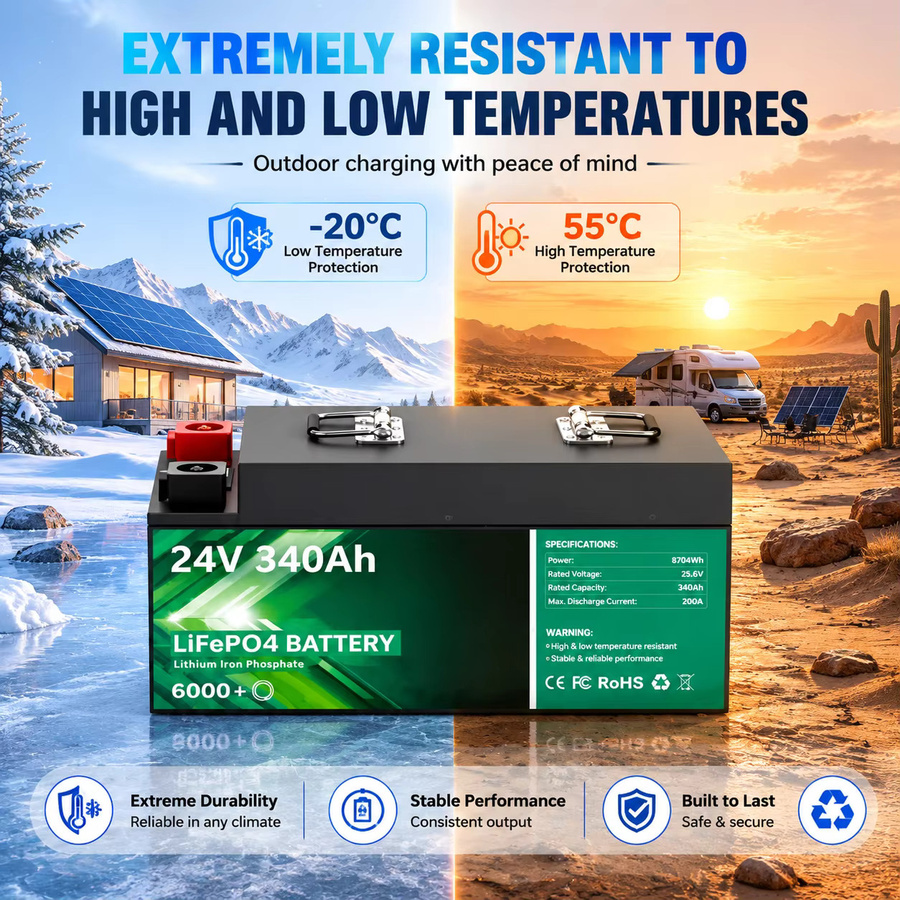 PAPOOL LiFePO4 Lithium-Batterie mit Bluetooth in Schwarz für Solarpanel, Wohnmobil, Golfwagen und Boot - Bild 7