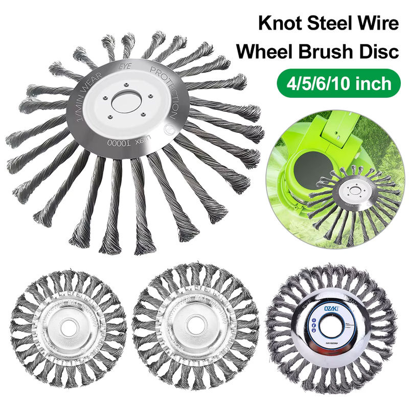 Universal Knoten-Stahldraht-Radkopf für Freischneider mit gerader Welle, Unkrautbürsten-Zubehör aus Edelstahl, Silber - Bild 2