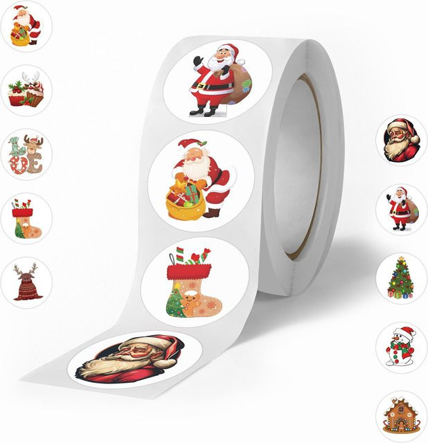 500 Stück Weihnachtsaufkleber Rollenband in Grau und Multicolour für DIY-Projekte an Skateboard, Koffer und Gitarre - Bild 1