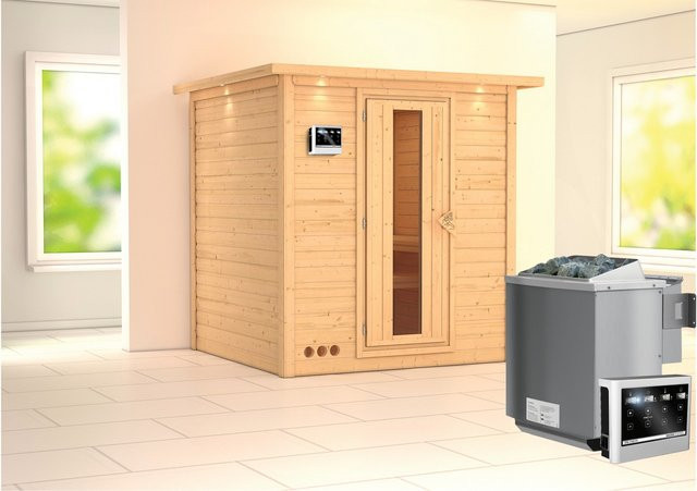 Karibu Sauna Marika Bio-Sauna mit Kombiofen und LED-Dachkranz B/T/H: 196 x 196 x 200 cm - Bild 1