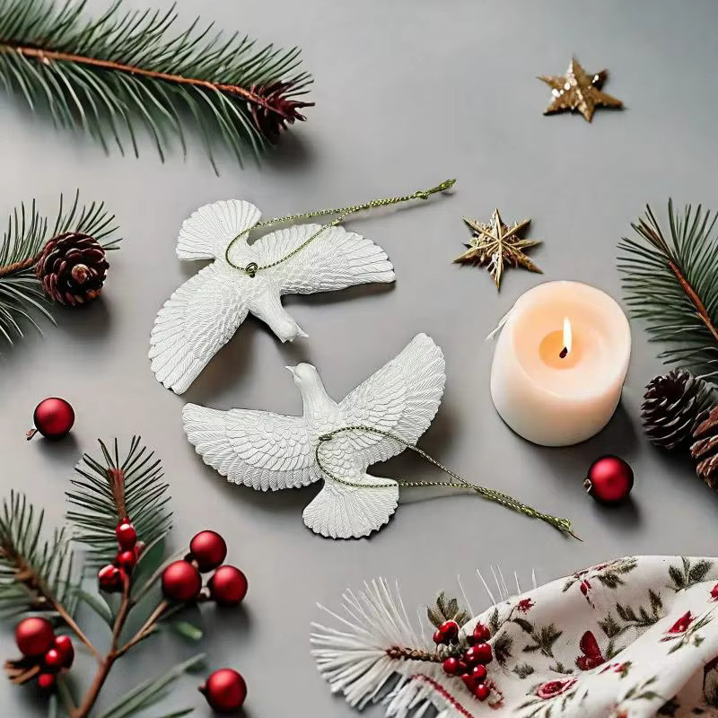 JETTING Weihnachtsbaum Ornament Freundschaftstauben aus Harz in Weiß - Bild 5