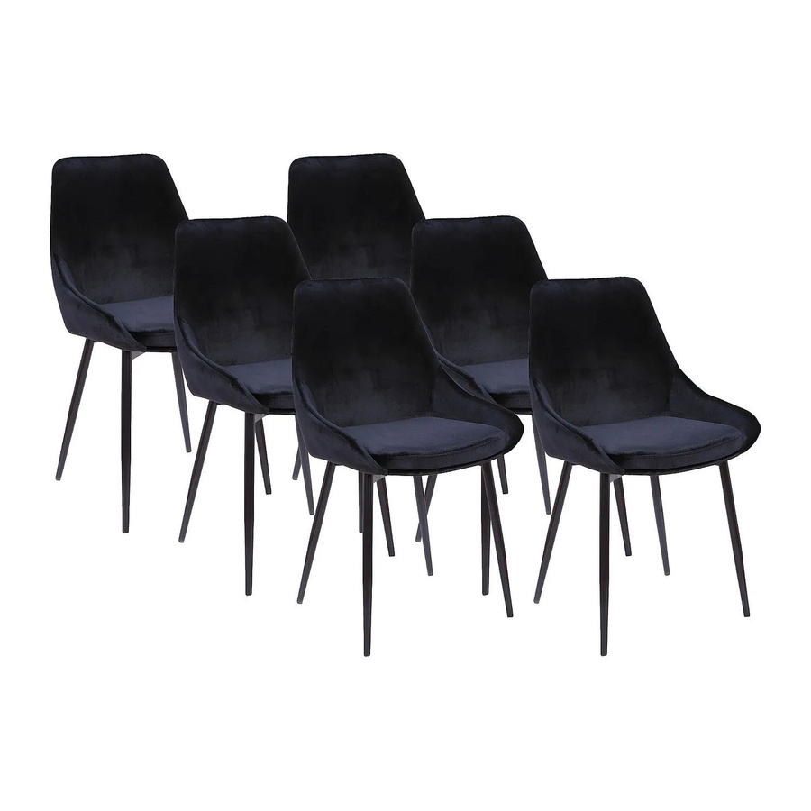 Vente-unique Stuhl Masurie in Schwarz aus Samt mit Metallgestell, Breite: 49 cm, Tiefe: 49 cm, Höhe: 49 cm - Bild 2