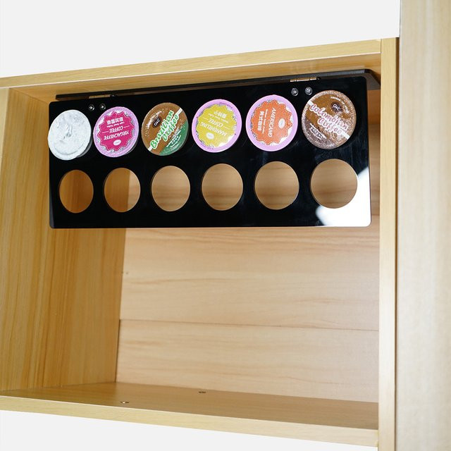 Dalinwell Acryl Kaffee-Kapselhalter Schwarz platzsparender Wandhalter für Kaffeekapseln und Tassen zur Aufbewahrung unter dem Schrank - Bild 1