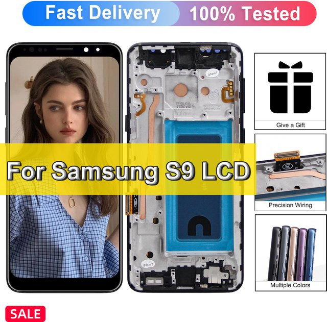 Samsung S9 Ersatzdisplay mit Rahmen und Touchscreen Digitizer in Schwarz für SM-G960FD G960 G960F - Bild 1