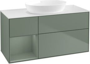 V&B Waschtischunterschrank Finion mit Wandbeleuchtung in Eiche lackiert, Breite: 120 cm, Tiefe: 50,1 cm, Höhe: 50,1 cm - Bild 1