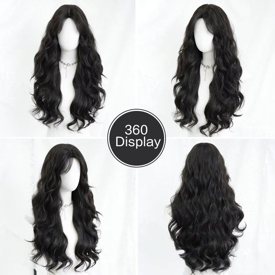 7JHH WIGS Perücke, lange Wasserwellen, Schwarz, Damen - Bild 3