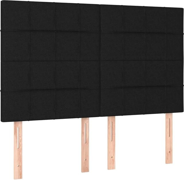 vidaXL LED Kopfteil Schwarz mit USB-Ladeport und integrierter Beleuchtung, Stoff, B: 144 cm, T: 5 cm, H: 118 cm bis 128 cm - Bild 1