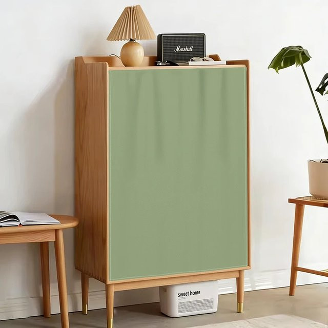 VIKAMA Staubdichter Abdeckvorhang für offene Schränke und Tischschränke, einfarbig, Grün, B: 100 cm, H: 70 cm - Bild 1