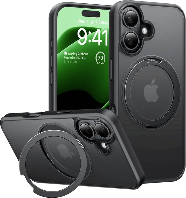 Torras Ostand Pro MagSafe Schutzhülle für Apple iPhone 16 Plus, Schwarz - Bild 1