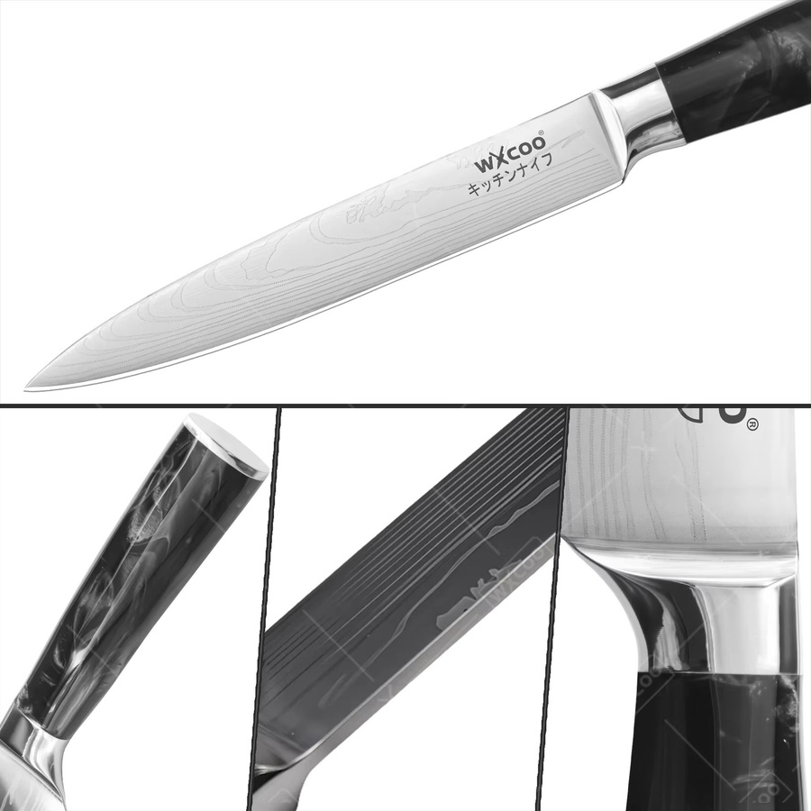 WXCOO Damaskus Küchenbeil Cleaver in Silber zum Schneiden von Fleisch und Obst - Bild 2