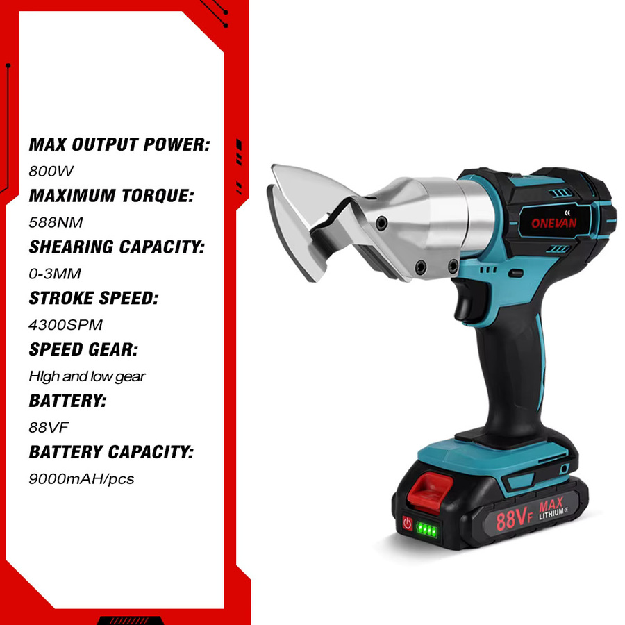 ONEVAN Elektrische Akku-Schere 800W für Metall und Eisen, kompatibel mit Makita 18V Akku - Bild 3