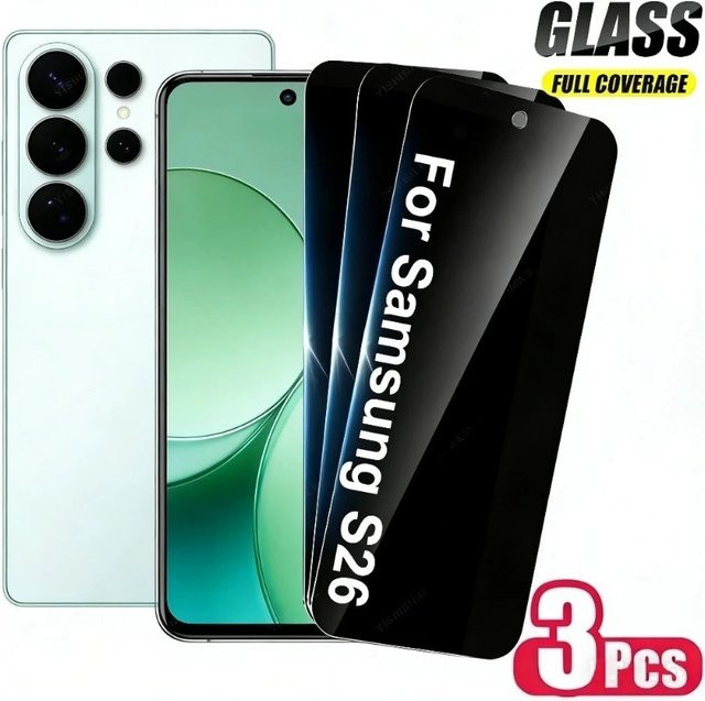 3-teiliges Anti-Spionage Displayschutz-Set aus gehärtetem Glas für Samsung Galaxy S26 S25 S24 S23 S22 S21 Ultra Plus Edge, kratzfest und transparent - Bild 1