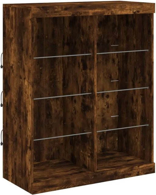 vidaXL Sideboard modern in Räuchereiche mit integrierter LED-Beleuchtung und Glas, B/T/H: 81 x 37 x 100 cm - Bild 1
