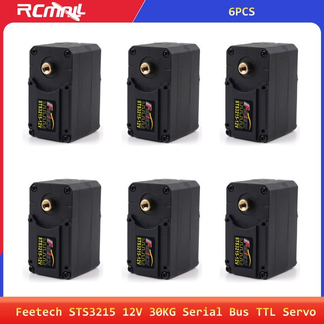 Feetech STS3215 Serieller Bus TTL Servo mit magnetischem Encoder, 30KG, 360 Grad, Schwarz, 6 Stück - Bild 1