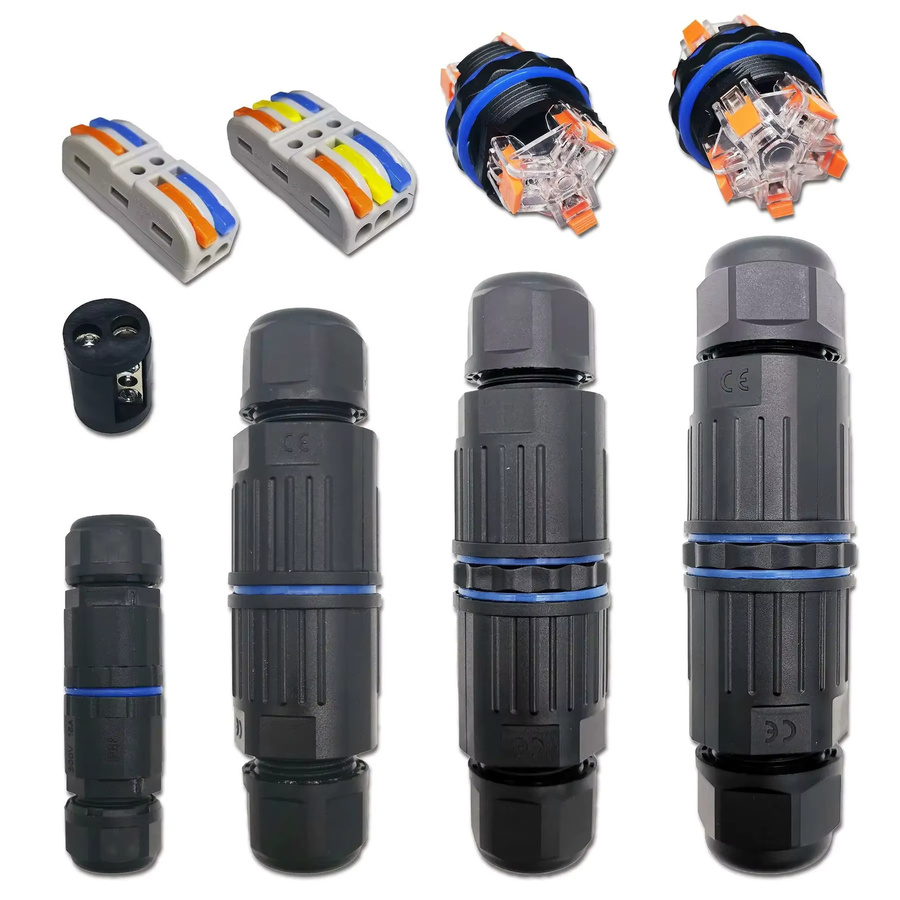 AOKIN IP68 wasserdichter Kabelstecker KVSF-15 Schnellanschluss mit 2 Eingängen und 2 Ausgängen, elektrischer Anschlussadapter in Schwarz - Bild 3