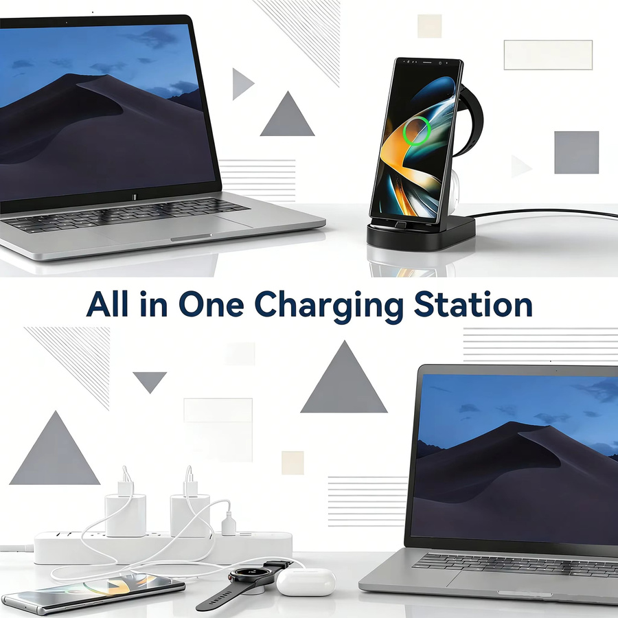 3-in-1 Schnellladestation für Apple Watch, AirPods und iPhone in Schwarz - Bild 3