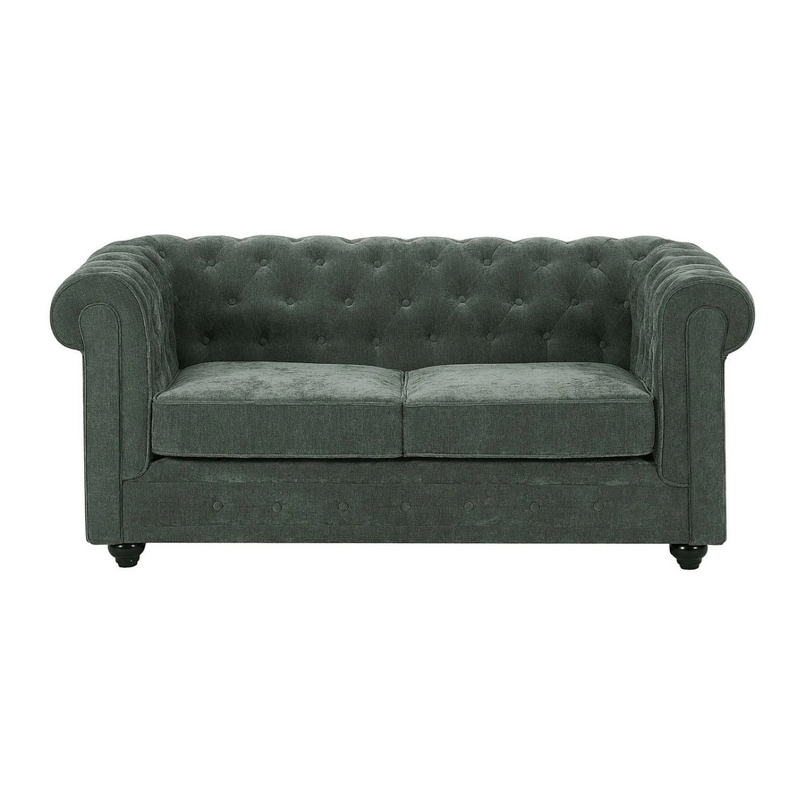 Vente-unique Chesterfield Sofa in Grün mit Stoffbezug, Breite: 165 cm - Bild 2