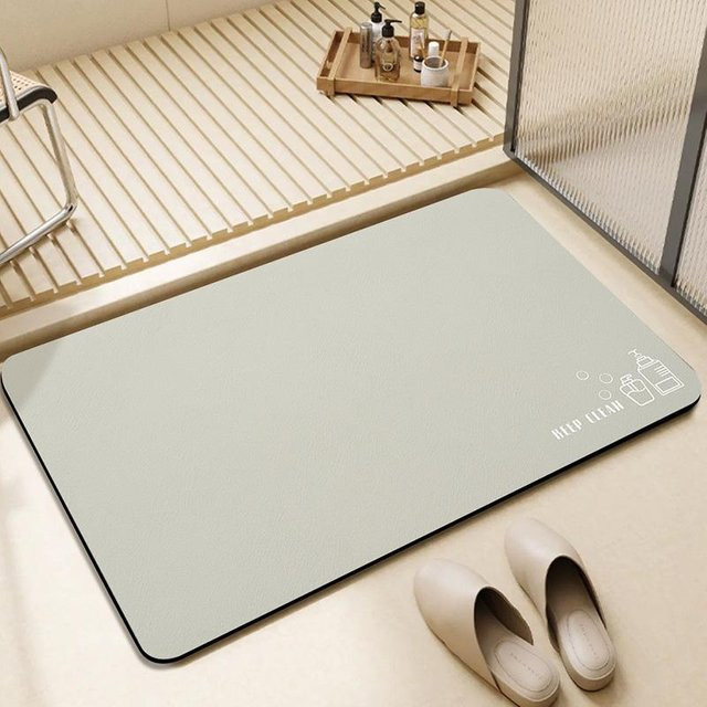 Yiran Furniture Kieselgur Badezimmer Matte mit Blumenmuster, grau, B/T: 60 x 40 cm - Bild 1