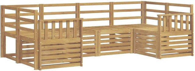 vidaXL Outdoor-Sofagarnitur 6-teilig aus Massivholz Akazie in Weiß mit L-Form und Latten-Design, B/T/H: 245 x 128,5 x 73 cm - Bild 1