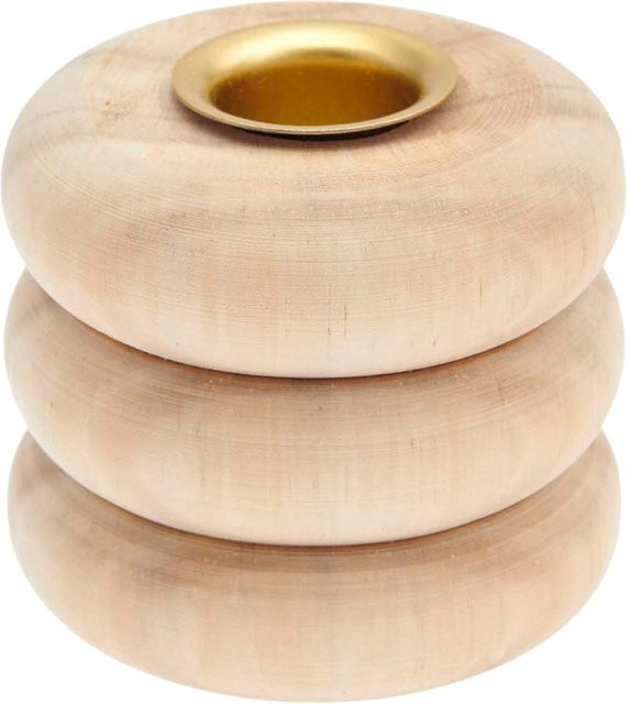 Rico Design Kerzenhalter Ringe aus Pappelholz in Natur für Stabkerzen und Spiralkerzen B/T/H: 7 x 5 x 1 cm - Bild 1