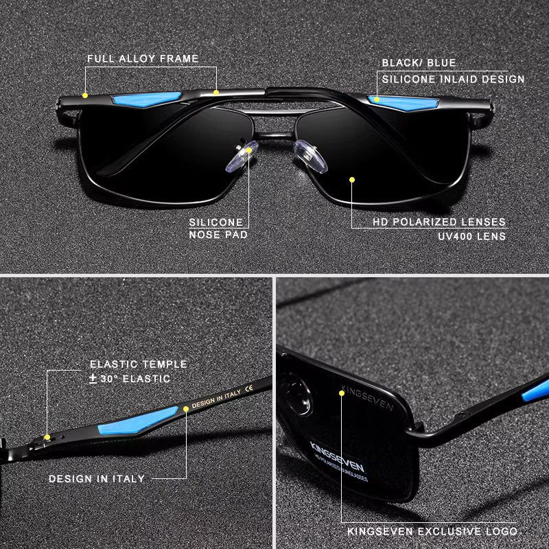 Kingseven Sonnenbrille, quadratisch, Metall, polarisiert, Herren - Bild 2