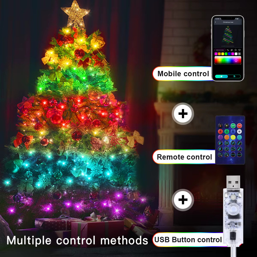 Rybakov LED-Lichterkette als Vorhang mit Fernbedienung und Bluetooth, USB-Betrieb, Mehrfarbig - Bild 4
