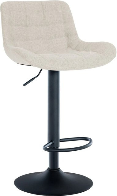 DELUKE Barhocker CARAM Barstuhl in Creme mit Lehne, höhenverstellbar und drehbar, B/T/H: 48 x 54 x 81 cm - Bild 1