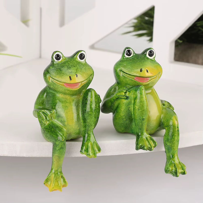 Fdit Garten Deko Frosch Skulptur aus Kunstharz in Grün als Outdoor Ornament für Rasen und Home Desk - Bild 4