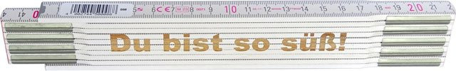 Stabila Zollstock aus Holz mit Lasergravur Du bist so süß, weiß, Länge: 2 m - Bild 1