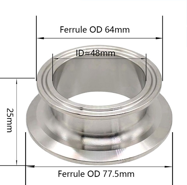 YQBS Tri-Clamp Reduzierstück Edelstahl 304 Endkappe für Sanitäranschlüsse 2 x 1,5 Zoll - Bild 1