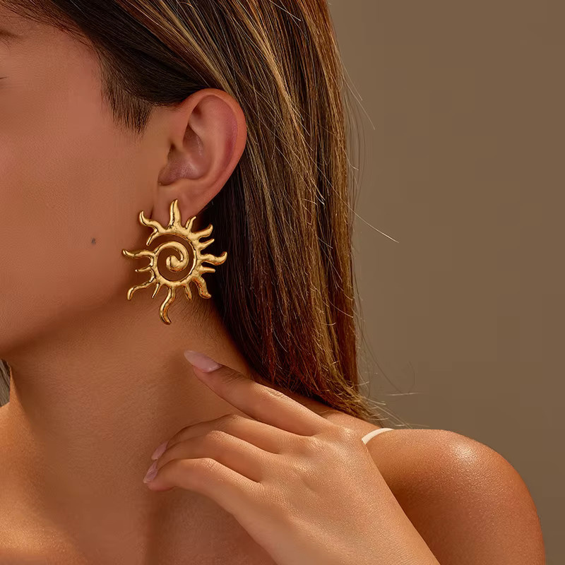 Loe Sonnenblumen-Ohrringe Edelstahl, Gold, Damen - Bild 2