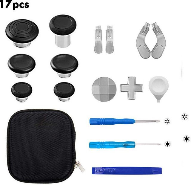 Microsoft DIY-Kit für Xbox One Elite Series 2 Edition Gaming-Controller mit Metallknöpfen, Joystick und Paddles in Schwarz und Silber - Bild 1