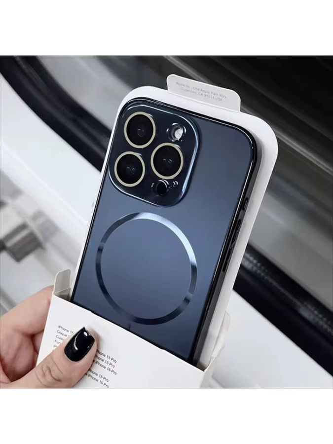 Luxus AG Frosted Kristall Objektiv Glas Schutzhülle für iPhone mit MagSafe magnetischer kabelloser Ladefunktion in Transparent und Pink - Bild 4